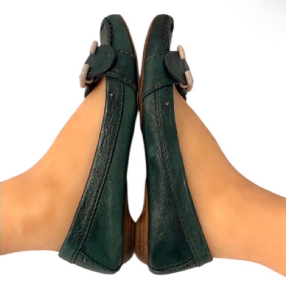 Authentic Chloe designer Hunter green leather flats loafers sz 9 - Picture 8 of 14